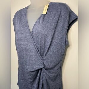 Max Studio Faux Wrap Blouse Denim Blue Size S NWT!